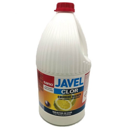 Inalbitor cu Clor 2 in 1 SANO Javel Clor 4 L, Curata si Inalbeste, Solutie de Curatare, Solutie de Inalbire, Solutie de Curatare cu Clor, Solutie Inalbitoare, Solutie cu Clor pentru Curatare, Solutie de Inalbire cu Clor, Detergent cu Clor