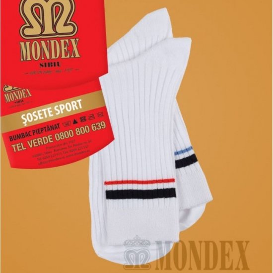 Sosete Sport pentru Barbati Mondex, 41-43, Bumbac Pieptanat, Albe, Sosete, Sosete Sport, Sosete Barbati, Sosete pentru Barbati, Sosete Bumbac, Soseste Bumbac Barbati, Sosete din Bumbac, Sosete din Bumbac pentru Barbati