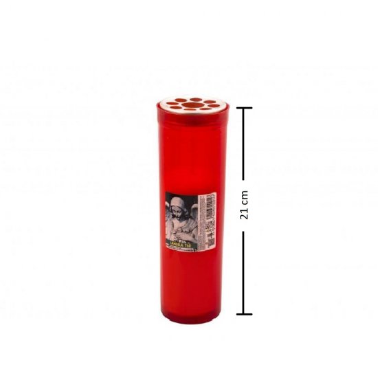 Candela Parafina cu Capac, Timp Ardere 96 h, 210x65 mm, Culoare Rosie, Lumanare Candela, Lumanari si Candele Tip 60, Candele din Parafina, Candele pentru Exterior, Candele pentru Sarbatori, Candele cu Capac, Candela cu Capac Metalic