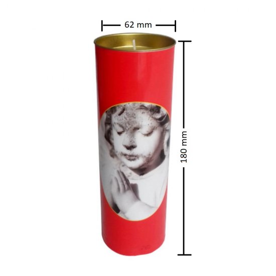 Candela Ecologica, Timp Ardere 96 h, 180x62 mm, Culoare Rosie, Lumanare Candela, Lumanari si Candele Ecologice, Candele Ecologice, Candele pentru Exterior, Candele pentru Sarbatori, Candele Ardere 96 h, Candela cu Capac Metalic