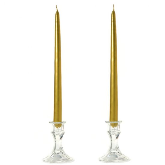 Set 10 Lumanari pentru Masa Duni Antique, 26 cm, Aurii, Lumanari Aurii pentru Masa, Lumanari Decorative Masa, Set Lumanari Lungi pentru Decor, Set Lumanari Aurii Decorative pentru Interior, Lumanare Aurie Decorativa