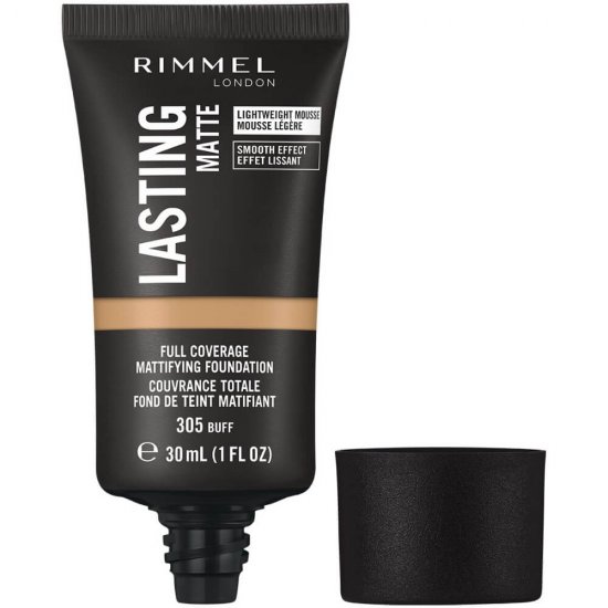 Fond de Ten Rimmel Lasting Matte, 305 Buff, 30 ml, Fond de Ten cu Acoperire, Fond de Ten Efect Mat, Fond de Ten cu Acoperire Mare, Fond de Ten Rezistent, Fond de Ten Zilnic, Fond de Ten Rimmel London, Fond de Ten Lasting Finish Matte