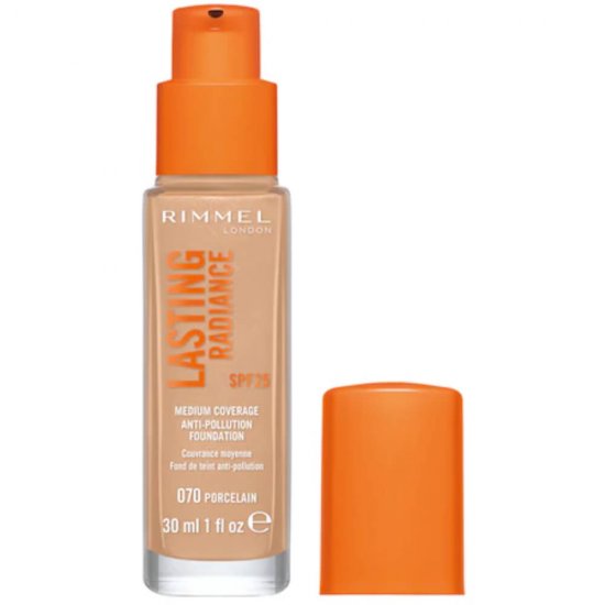 Fond de Ten Rimmel Lasting Radiance, 070 Porcelain, 30 ml, Fond de Ten cu Acoperire, Fond de Ten cu Acoperire Medie, Fond de Ten Rezistent, Fond de Ten Zilnic, Fond de Ten Rimmel London, Fond de Ten Hidratant
