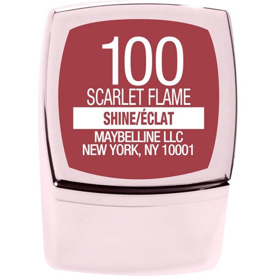 Ruj Scarlet Flame 100 Maybelline New York Color Sensation Shine Compulsion, 5.7 g, Ruj de Buze, Ruj Maybelline, Ruj Clasic pentru Buze, Ruj Hidratant, Ruj Rosu, Ruj Cremos, Ruj Lucios, Ruj pentru Buze, Ruj Buze Clasic