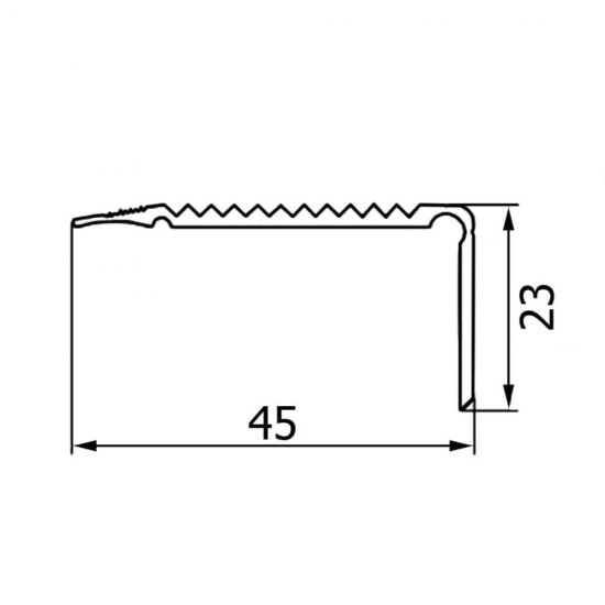 Profil Aluminiu pentru Trepte, 45x23 mm, 2.7 m, Grafit, Model 3130, Printere cu Holsurub, Profil Trepte, Profil pentru Treapta, Profil Protectie Trepte, Profil pentru Protectia Treptelor, Profil pentru Trepte, Profile pentru Trepte, Profile Trepte