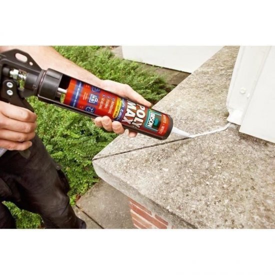 Adeziv si Etanseizant Bison Poly Max High Tack, 425 g, Culoare Alb, Adeziv Universal, Adeziv Multisuprafete, Adeziv Aplicare Pistol, Adeziv pentru Pistol, Adeziv Cartus