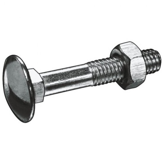 Set 50 Suruburi Metrice Cap Torbant, 8x120 mm, Zincate, DIN603-4.8, Suruburi Metrice Zincate cu Cap Torbant, Surub Metric Zincat cu Cap Torbant, Surub cu Filet Metric, Surub cu Cap Bombat si Gat Patrat, Surub Zincat Alb