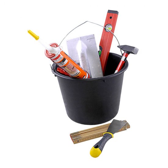 Galeata Plastic Sentosa cu Maner Sarma Zincata 12 L, Neagra, Galeata pentru Zugravit, Galeata Plastic pentru Constructii, Galeti Plastic pentru Constructii, Galetii pentru Renovare, Sentosa Galeti de Plastic