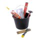 Galeata Plastic Sentosa cu Maner Sarma Zincata 12 L, Neagra, Galeata pentru Zugravit, Galeata Plastic pentru Constructii, Galeti Plastic pentru Constructii, Galetii pentru Renovare, Sentosa Galeti de Plastic