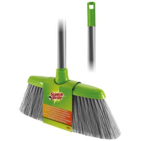 Matura Scotch-Brite, 120 cm, cu Peri Desi, Culoare Verde/Gri, pentru Exterior, Polipropilena, Maturi Scotch-Brite, Maturi pentru Curte si Gradina, Matura pentru Curte, Matura de Exterior, Matura pentru Menaj, Accesorii Menaj
