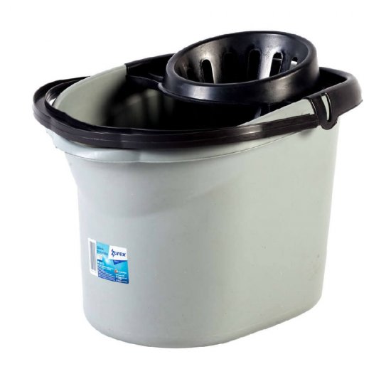 Galeata Ovala cu Storcator, Capacitate 13L, Polipropilena, Culoare Gri, Galeata pentru Curatenie  Zorex Clasic, Galeata pentru Mop, Galeti cu Storcator, Galeata pentru Uz Casnic