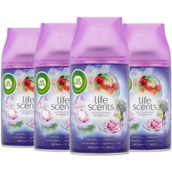 AIR WICK Rezerva Spray Odorizant Freshmatic, Mystical Garden, 250 ml, Parfum Floral, Spray tip Aerosol, Odorizant Camera, Spray Odorizant pentru Camera, Odorizant Parfumat de Camera, Spray de Camera, Rezerva Spray Odorizant, Spray Odorizant Parfum Floral