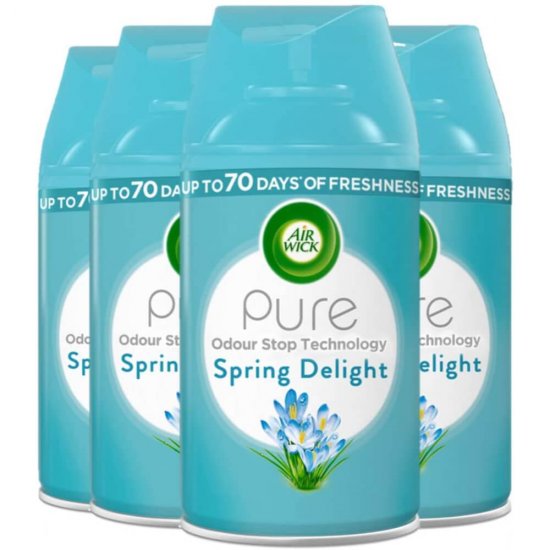 AIR WICK Rezerva Spray Odorizant Freshmatic, Spring Delight, 250ml, Parfum Floral, Spray tip Aerosol, Odorizant Camera, Spray Odorizant, Odorizant pentru Camera Parfumat, Rezerva Odorizant Spray, Spray Odorizant Parfum Floral
