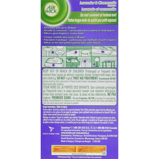 AIR WICK Gel Odorizant Stick-Up, Lavander, 2 Buc/Set, Parfum de Lavanda, Odorizant, Ideal pentru Spatii Mici, Odorizant de Camera, Set Odorizante AIR WICK, Odorizant Stick-up, Odorizant Gel Spatii Mici, Odorizant Parfum de Lavanda