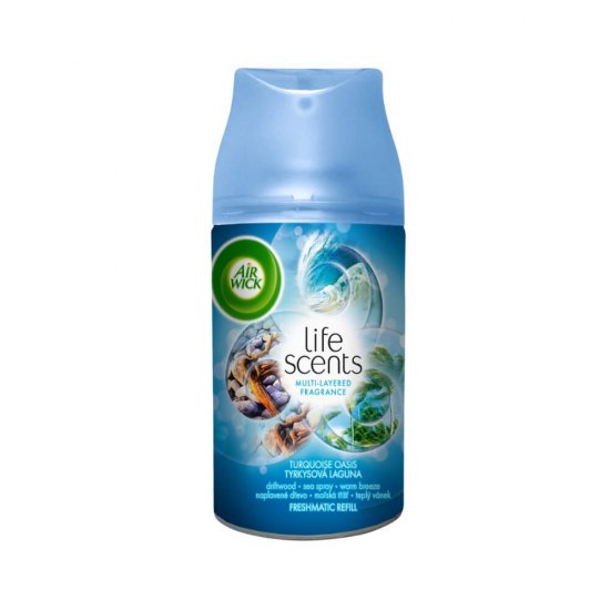 AIR WICK Set Aparat Freshmatic Complete Turquoise Oasis + Spray Odorizant de Camera, 250ml, Air Wick Spray, Parfum Floral, Spray tip Aerosol, Odorizant Camera, Odorizant Spray pentru Camera, Spray Odorizant, Odorizant cu Dispenser AIR WICK