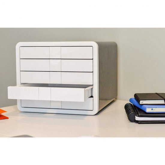 Organizator de Birou cu 5 Sertare, 295x247x355 mm, Plastic Lucios, Alb, Suport pentru Documente, Accesorii Birou