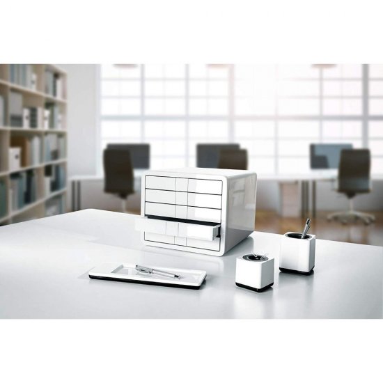 Organizator de Birou cu 5 Sertare, 295x247x355 mm, Plastic Lucios, Alb, Suport pentru Documente, Accesorii Birou
