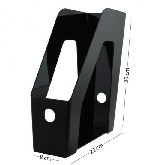 Suport Vertical Documente ECADA, Material Plastic, Negru, Suport Documente, Suport Documente Negru, Suport Documente din Plastic, Suport Documente Birou, Organizator Documente, Organizator Reviste, Organizator Dosare