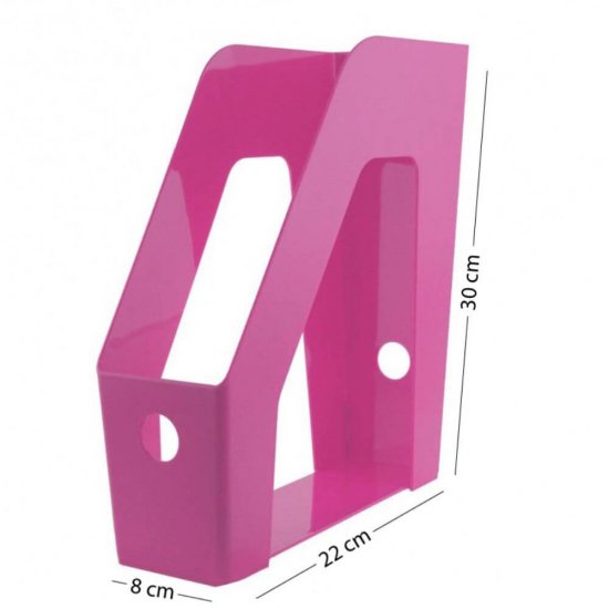 Suport Vertical Documente ECADA, Material Plastic, Roz, Suport Documente, Suport Documente Roz, Suport Documente din Plastic, Suport Documente Birou, Organizator Documente, Organizator Reviste, Organizator Dosare