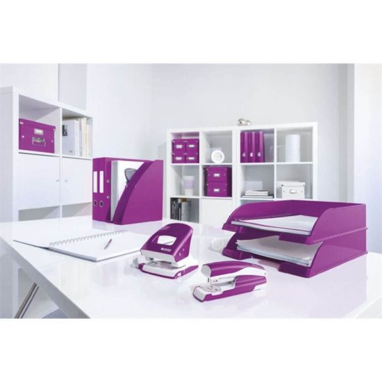 Suport Vertical Documente Leitz Wow, A4, Plastic, Mov Metalizat, Suport Documente Leitz Wow, Suport Vertical pentru Documente, Suport Birou Documente, Suport de Birou pentru Documente, Suport Acte, Suport Hartii