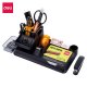 Suport Birou Model 2 Echipat Deli, 7 Compartimente, 16 Accesorii, Plastic, Negru, Suport Birou 7 Compartimente, Suport Birou Echipat 7 Compartimente, Suport Accesorii de Birou, Suport pentru Pixuri si Creioane, Suport Instrumente de Scris