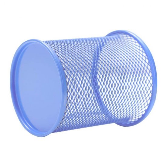 Suport Birou Cilindric Deli Vivid, 91x98 mm, Plasa Metalica Albastra, Suport pentru Pixuri, Suport pentru Pensule, Suport pentru Creioane, Suport pentru Markere, Suport Pixuri Birou, Organizator Pixuri, Organizator Instrumente de Scris Birou