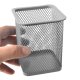 Suport Birou Patrat ECADA, 8x8x10 cm, Plasa Metalica, Argintiu, Suport pentru Pixuri, Suport pentru Pensule, Suport pentru Creioane, Suport pentru Markere, Suport Pixuri Birou, Organizator Pixuri, Suport Instrumente de Scris Birou