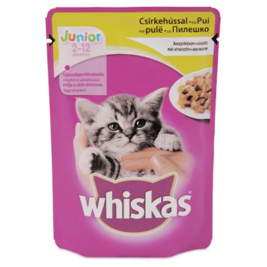 Plic Hrana Umeda pentru Pui de Pisici WHISKAS Junior, Carne de Pasare, 100 g, Hrana Pisici, Hrana Umeda Pui de Pisici, Hrana pentru Pui de Pisici,