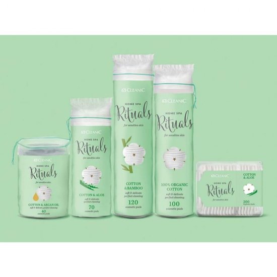 Dischete Demachiante Home Spa Rituals CLEANIC, 100 Buc/Set, Dischete din Bumbac, Dischete Demachiante, Discuri Demachiante, Dischete Cosmetice, Dischete pentru Fata