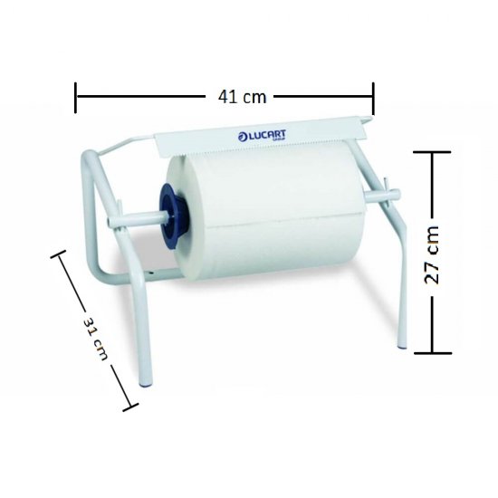Dispenser Prosoape Masa/Perete, 27x41x31 cm, Plastic ABS/Metal, Culoare Alba, Dispensere Prosoape Lucart, Dispensere Masa pentru Prosoape, Dispensere Perete pentru Role, Dispenser Masa si Perete pentru Uz Profesional, Articole Profesionale de Igiena