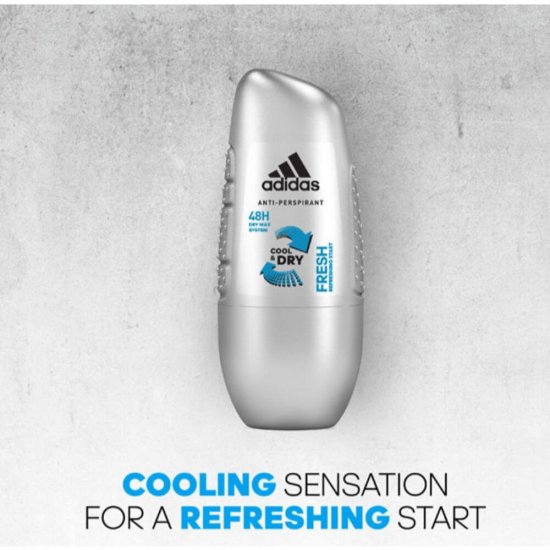 Deodorant Roll On Adidas Fresh Cool&Dry, 50 ml, Barbati, Deodorant Adidas Fresh Cool and Dry, Roll On Deodorant Barbati, Deodorant Fresh, Deodorante Barbati, Deodorante Adidas, Antiperspirant pentru Barbati
