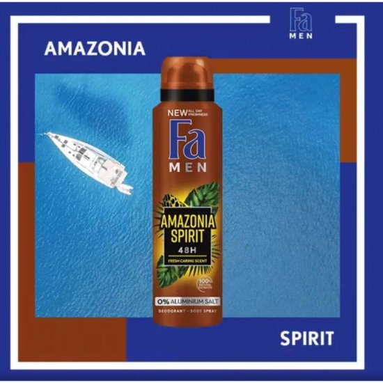 Deodorant Spray Fa Men Amazonia Spirit, 150 ml, 48 h Protectie, Formula Vegana, Deodorant Fa Men Brazilian Vibes Amazonia Spirit, Deodorant Parfum Exotic, Deodorant Spray pentru Barbati, Deodorant Parfumat, Deodorante Barbati