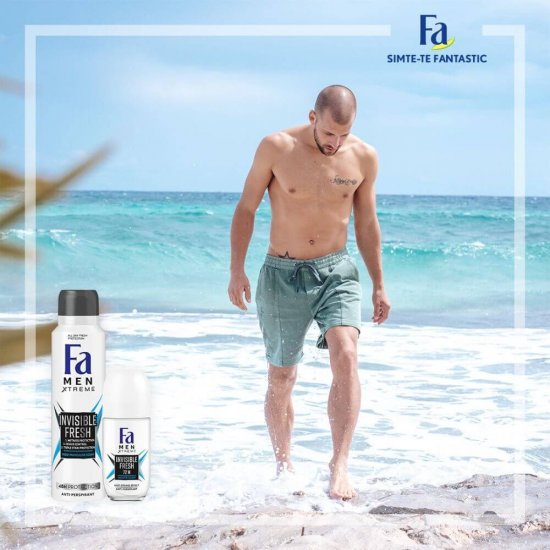 Deodorant Spray Fa Men Xtreme Invisible Fresh, 150 ml, 48 h Protectie, Formula Vegana, Deodorant Extreme Invisible Power Fa Men, Deodorant Parfum Proaspat Barbatesc, Deodorant Spray pentru Barbati, Deodorant Parfumat, Deodorante Barbati