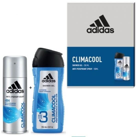 Set 2 Cosmetice Barbati Adidas ClimaCool, Antiperspirant Spray 150 ml, Gel de Dus 3 in 1 250 ml, Set Ingrijire Corporala Barbati, Set Igiena Corporala Barbati, Set Adidas For Men, Set Adidas ClimaCool, Set Adidas pentru Barbati