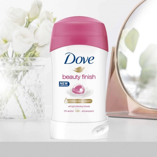 Deodorant Stick DOVE Beauty Finish, 40 ml, Pentru Femei, Protectie 48h, Deodorant Solid, Deodorante Solide, Deodorant Solid Femei, Deodorant Crema, Deodorant Stick Solid, Deodorant Femei, Deodorante Femei, Antiperspirante Femei, Antiperspirant Femei