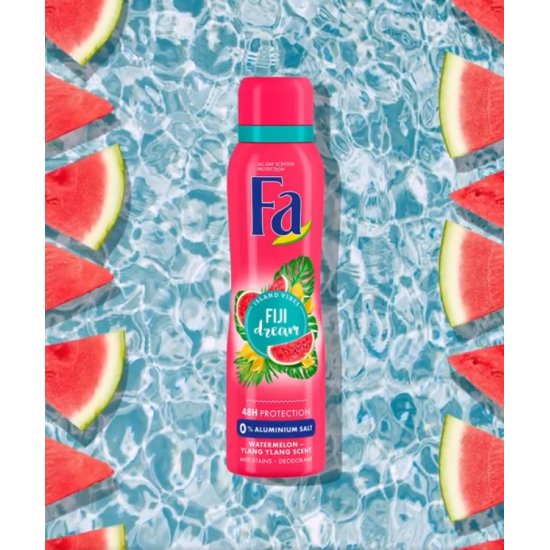Deodorant Spray FA, Fiji Dream, 150 ml, 48 h Protectie, Formula Vegana, Deodorant Fa Island Vibes, Deodorant Parfum de Pepene Verde si Ylang Ylang, Deodorant Spray pentru Femei, Deodorant Parfumat, Deodorant Parfum Exotic