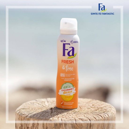 Deodorant Spray FA, Castravete & Pepene, 150 ml, 48 h Protectie, Formula Vegana, Deodorant Fa Fresh and Free Cucumber & Melon, Deodorant Parfum de Castravete si Pepene Galben, Deodorant Spray pentru Femei