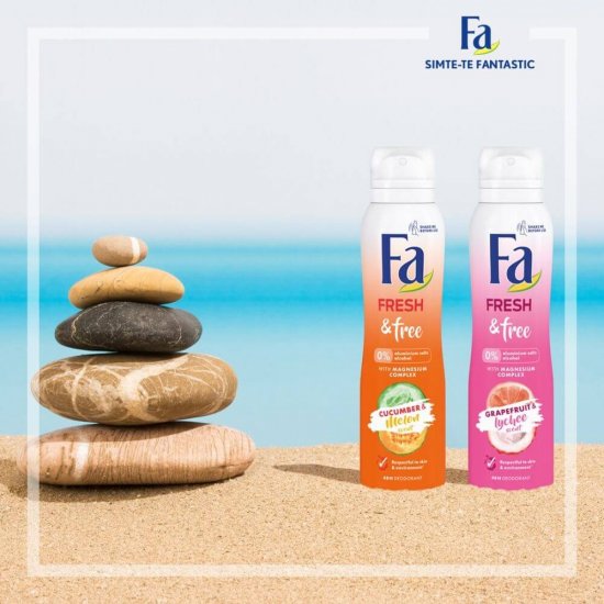 Deodorant Spray FA, Castravete & Pepene, 150 ml, 48 h Protectie, Formula Vegana, Deodorant Fa Fresh and Free Cucumber & Melon, Deodorant Parfum de Castravete si Pepene Galben, Deodorant Spray pentru Femei