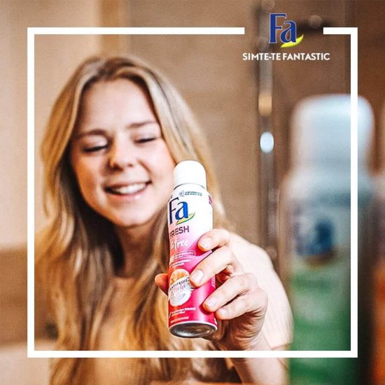 Deodorant Spray FA, Grapefruit & Lychee, 150 ml, 48 h Protectie, Formula Vegana, Deodorant Fa Fresh and Free, Deodorant Parfum de Citrice si Litchi, Deodorant Spray pentru Femei, Deodorant Parfumat, Deodorante Femei