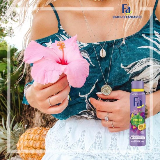 Deodorant Spray FA, Ipanema Nights, 150 ml, 48 h Protectie, Formula Vegana, Deodorant Fa Brazilian Vibes, Deodorant Parfum Exotic, Deodorant Spray pentru Femei, Deodorant Parfumat, Deodorante Femei, Deodorant Antiperspirant Fa