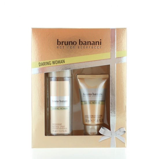 Set Cadou pentru Femei Bruno Banani Daring Woman, Deodorant Natural Spray 75 ml si Lotiune de Corp 150 ml, Set Ingrijire, Set Cadou pentru Femei, Cadou Femei, Set Cadou Ingrijire, Set Cadou Cosmetice pentru Femei, Set Cadou Dama, Seturi Cosmetice Cadou