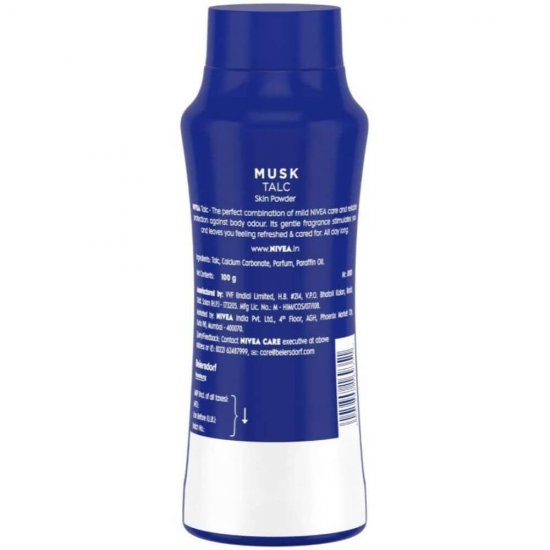 Pudra de Talc Nivea Musk Talc, 100 g, Nivea Talc Skin Powder, Pudra pentru Piele, Pudra pentru Catifelarea Pielii, Pudra Calmanta pentru Piele, Pudra Ingrijire Piele, Pudra Talc Piele Sensibila, Praf de Talc pentru Piele