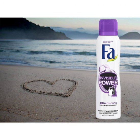 Deodorant Spray Fa Invisible Power, 150 ml, Protectie Pana la 48h, Parfum Pudrat de Bumbac, Deodorant Femei, Deodorant Spray FA, Antiperspirant Fa, Deodorante si Antiperspirante Femei, Spray Antiperspirant, Ingrijire Corporala, Deodorante Fa