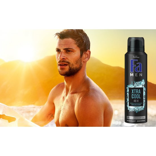 Deodorant Spray Fa Men Xtra Cool, 150 ml, Protectie Pana la 48h, Fara Sare de Aluminiu, Deodorant Barbati, Deodorant Spray FA, Antiperspirant Fa, Deodorante  Barbati, Spray Antiperspirant, Ingrijire Corporala, Deodorante Fa pentru Barbati
