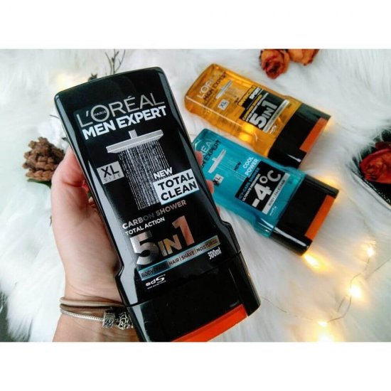 Gel de Dus LOREAL Men Expert Total Clean, 300 ml, Gel de dus, Gel de Corp, Gel de Dus L`Oreal, Gel de dus Barbati, Gel de Dus pentru Corp si Par, Geluri de Dus Barbati, Gel de Dus 5 in 1, Gel de Dus Loreal Barbati, Geluri Dus Loreal Barbati