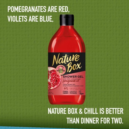 Gel de Dus NATURE BOX Pomegranate Oil, 385 ml, Ulei Presat la Rece din Rodie, Geluri de Dus NATURE BOX, Gel de Dus cu Extracte Naturale, Gel de Dus Fara Parabeni, Geluri de Dus Hidratante, Geluri de Dus cu Ingrediente Naturale