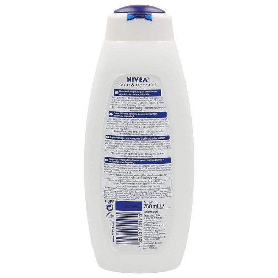 Gel de Dus NIVEA Care & Coconut, 750 ml, Extract de Lapte de Jojoba si Cocos, Gel de Dus Nivea, Gel de Dus Parfum Deosebit, Gel de Dus Revigorant, Geluri de Dus Parfumate, Geluri de Dus Hidratante, Gel de Dus Energizant, Geluri de Dus Nivea