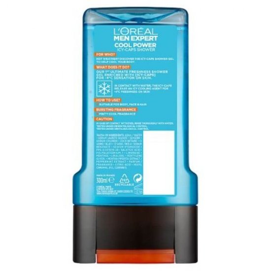Gel de Dus LOREAL Men Expert Cool Power, 300 ml, Parfum de Menta, Gel de Dus pentru Barbati, Geluri Dus pentru Barbati, Geluri de Dus Loreal, Gel pentru Dus, Produse Ingrijire Corp, Produse Igiena Corp, Cosmetice pentru Corp