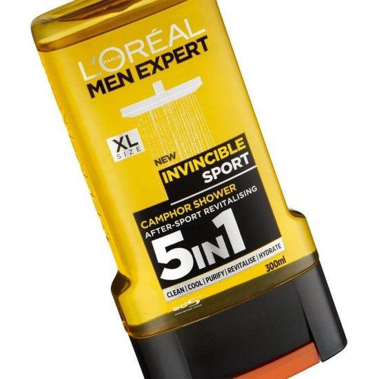 Gel de Dus LOREAL Men Expert Invincible Sport, 300 ml, cu Camfor, Gel de Dus pentru Barbati, Geluri Dus pentru Barbati, Geluri de Dus Loreal, Gel pentru Dus, Produse Ingrijire Corp, Produse Igiena Corp, Cosmetice pentru Corp