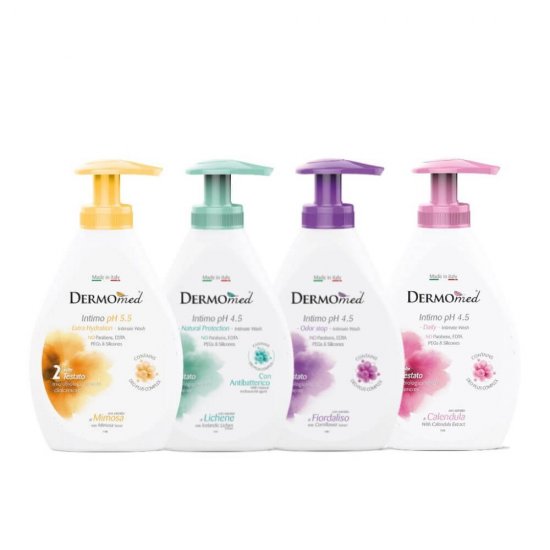 Sapun Lichid Intimo Mimosa DERMOMED, 300 ml, Gel Intim, Sapun Intim Mimosa, Sapun Lichid Intim cu Mimoza, Sapun Hidratant, Sapun Parfumat
